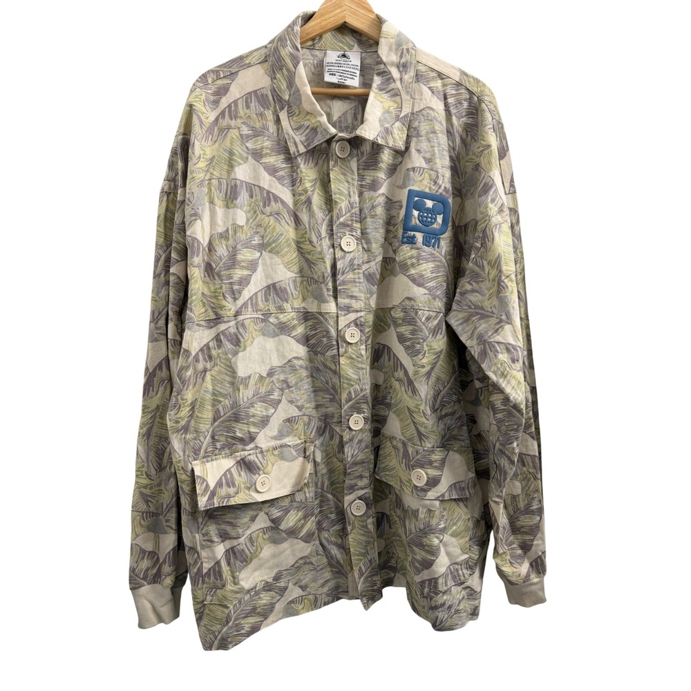 Walt Disney World Spirit Jersey Palm Leaf Button Down Jacket Mens XXL Est 1971